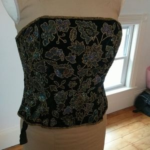 Niteline by Della Roufogali velvet beaded bustier